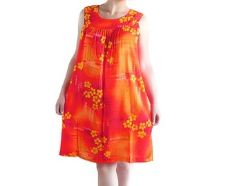 60s Dress / Hawaiian / Mumu / Plus Size / Ui Maikai / Neon / Mod / Tiki ...