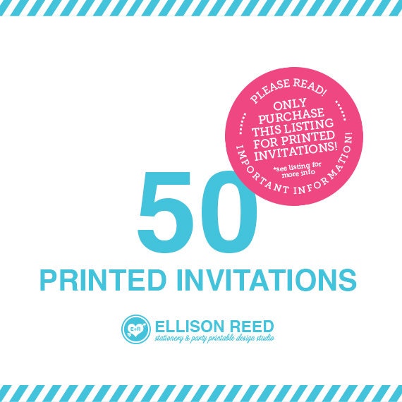 50 professional printed invitation or photo cards with white envelops by Ellison Reed Il_570xn