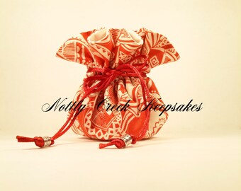 Drawstring Jewelry Pouch / Bridesmaid Gift / Travel Bag / Jewelry Organizer / Cosmetics / Copper and Creme Design with Creme Muslin