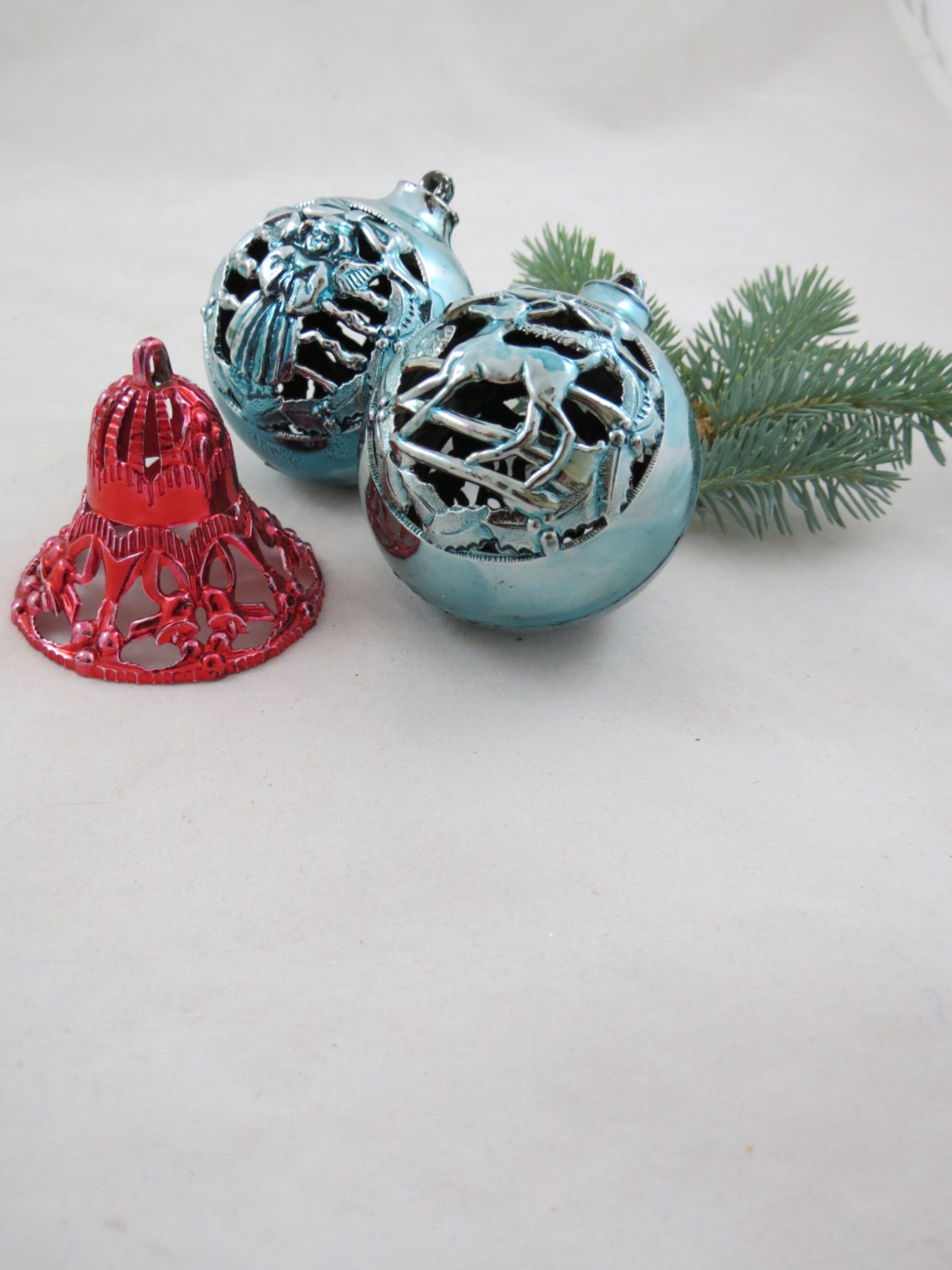 Plastic Filigree Ornaments Retro Christmas by VintageCocobytheLake