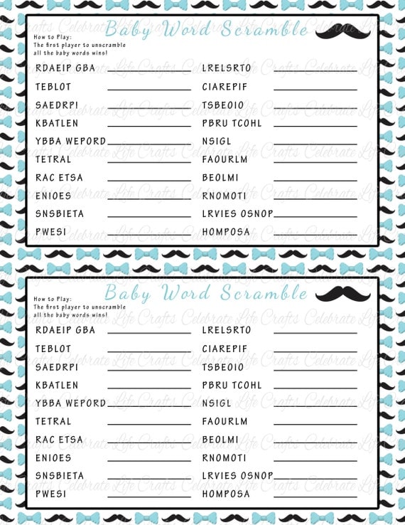 baby shower word scramble game printable baby shower games