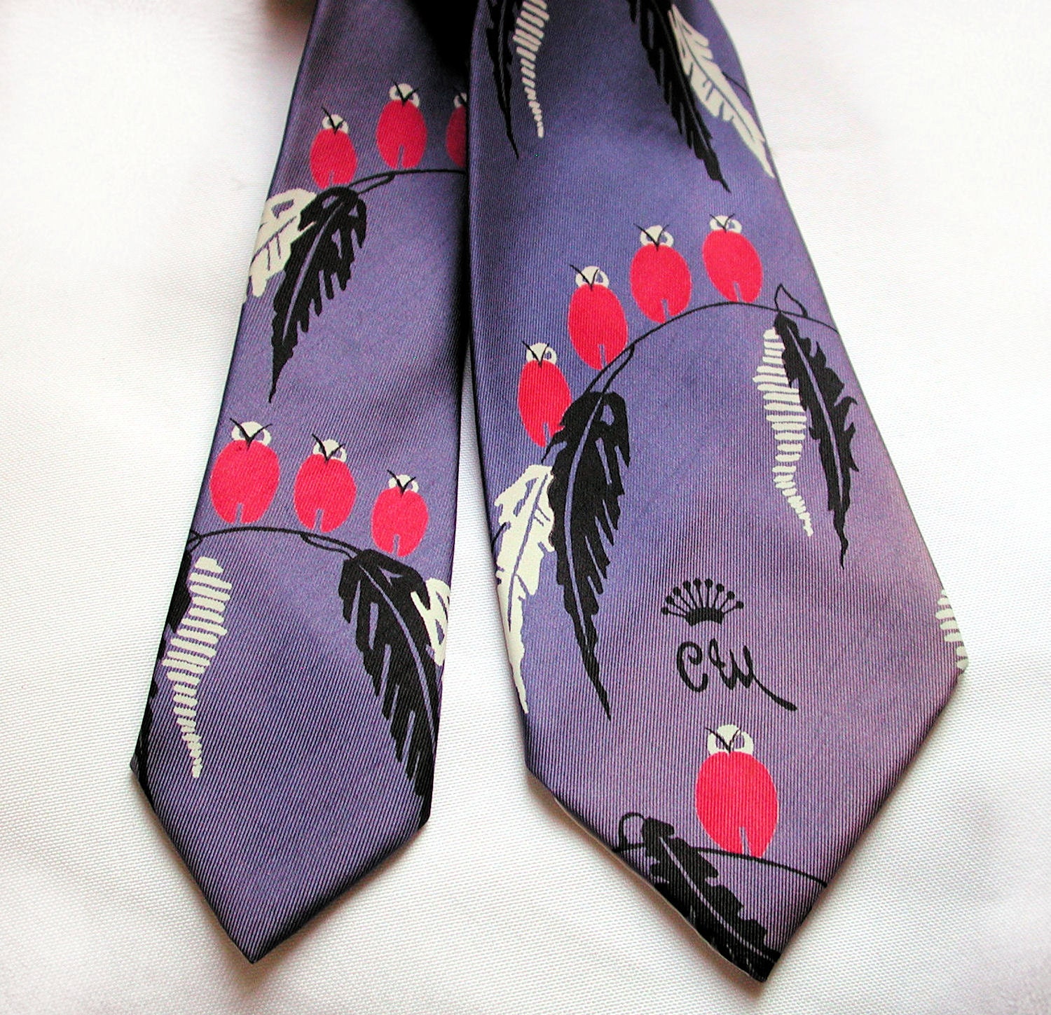 1940s Countess Mara Novelty Print Owls Tie