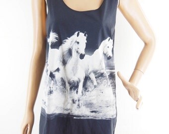 Horse Tshirt Horses Shirt Horse Tank Top Women Tshirt Men Graphic Tanks (Unisex T shirt) Hand Print Men Tshirt Tunic Screen Print Size M