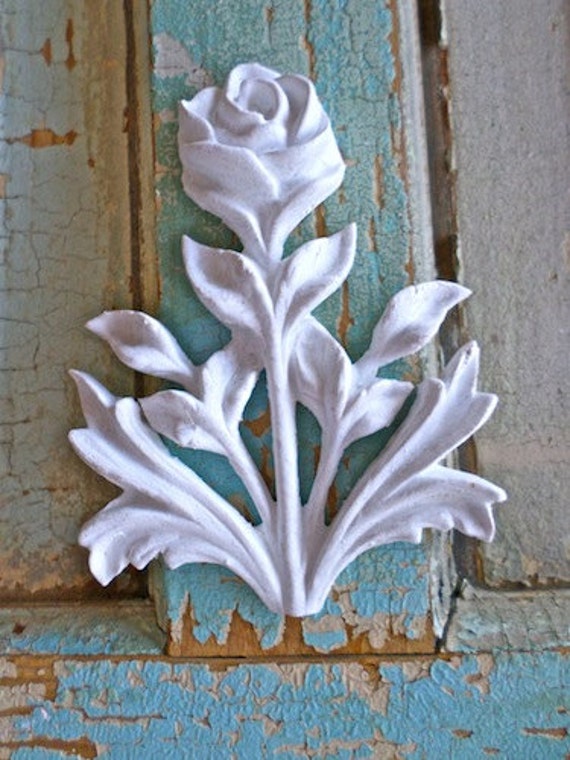 Shabby Chic Carved Rose with Leaves Furniture Appliques Wood