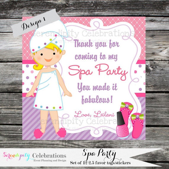 DIY Printable Favor Tags Spa Party Gift Tags Square Thank
