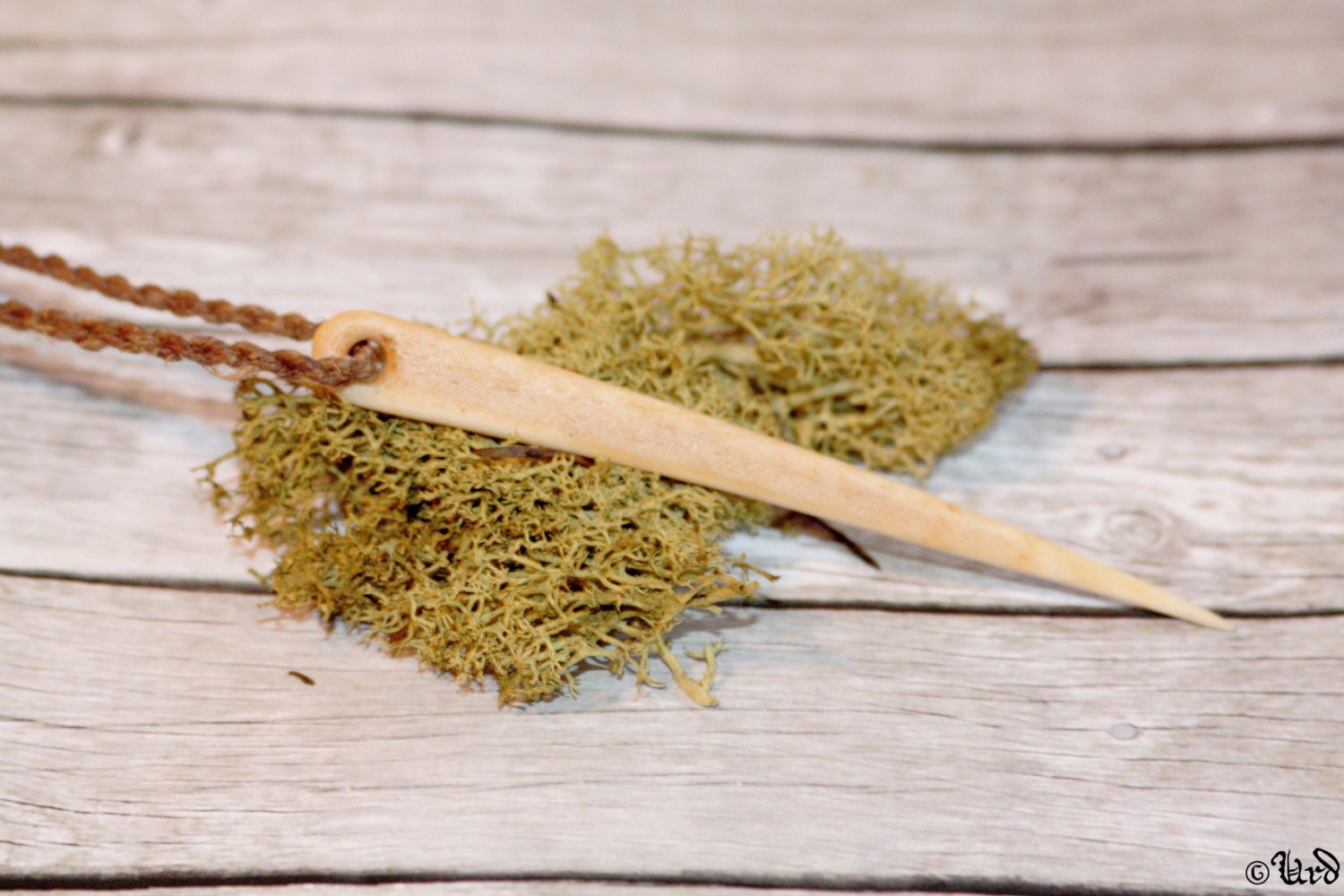 Ancient antler bone needle replica for naalbinding or sewing