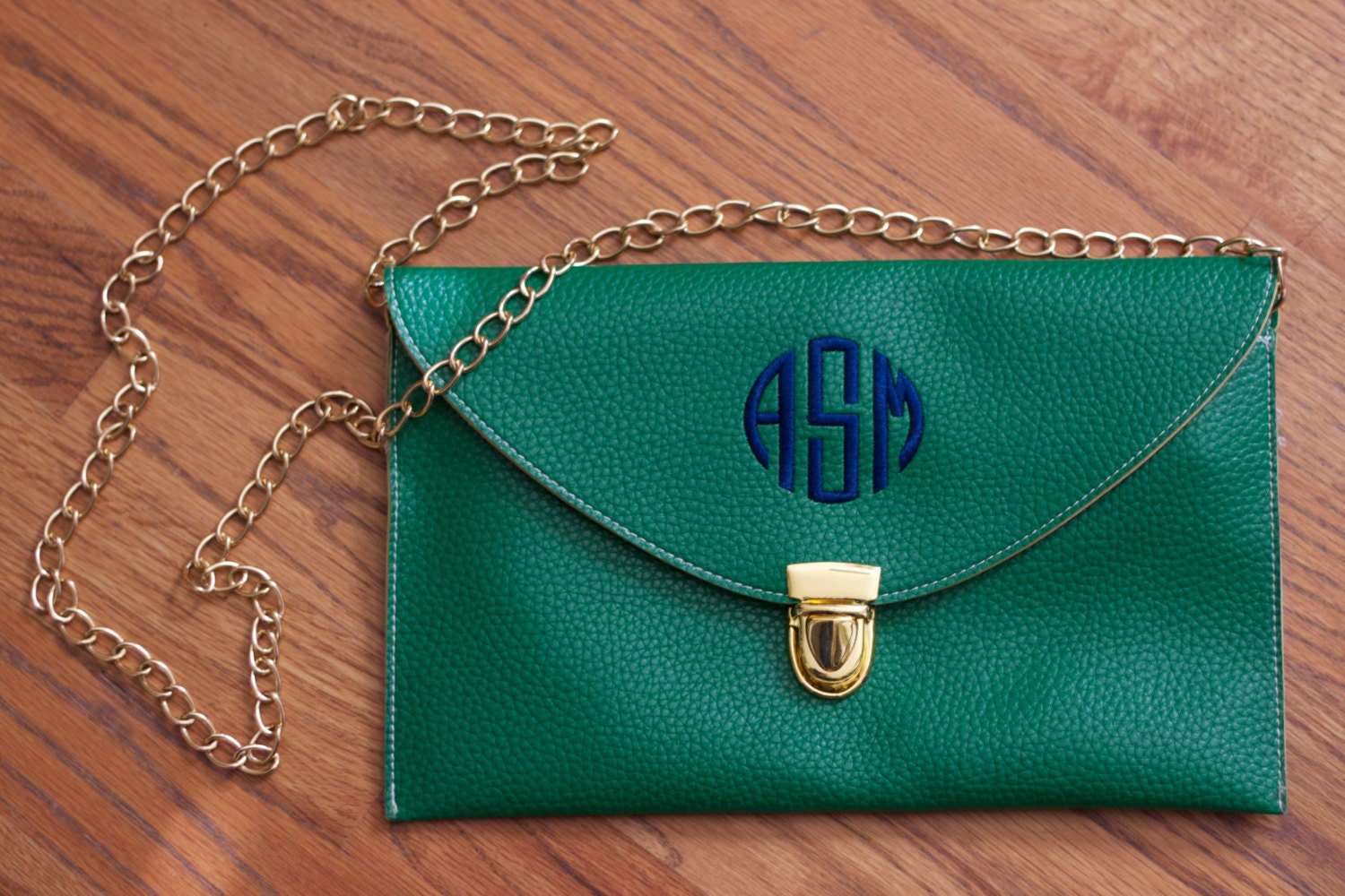 Green Monogrammed Clutch Purse/Crossbody Clutch/Mongram
