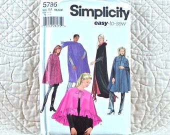 Costume Uncut Pattern Size 6 8 10 12 14 16 Simplicity 5786 Women Hood ...