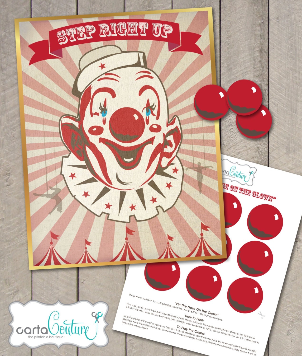 Diy Printable Pin The Nose On The Clown Vintage Style Circus 