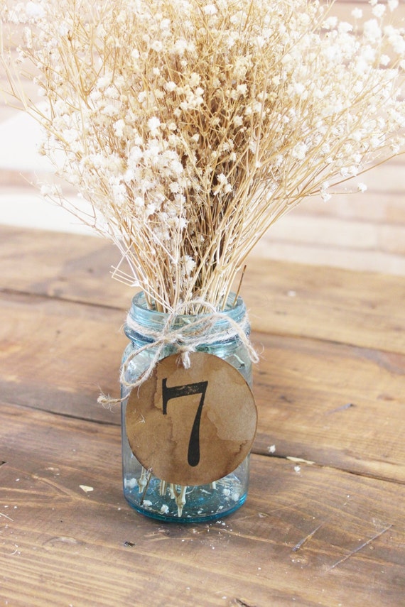 Antiqued Table Numbers . Rustic Wedding Kraft Paper Table