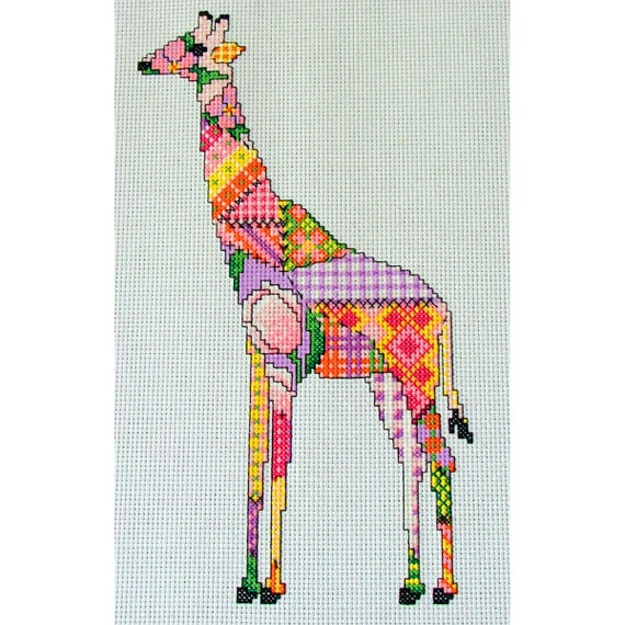 Patchwork Giraffe Cross Stitch Pattern, Instant download PDF Chart