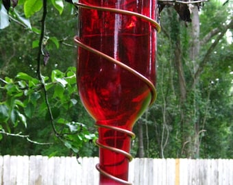 Wine Bottle Hummingbird Feeder With Flower Nozzle