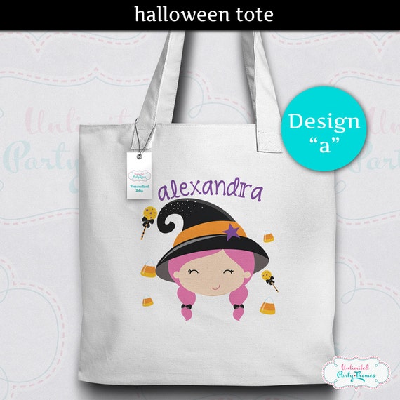 Halloween Tote Bag  Personalized Tote  Trick or Treat Tote  Witch ...