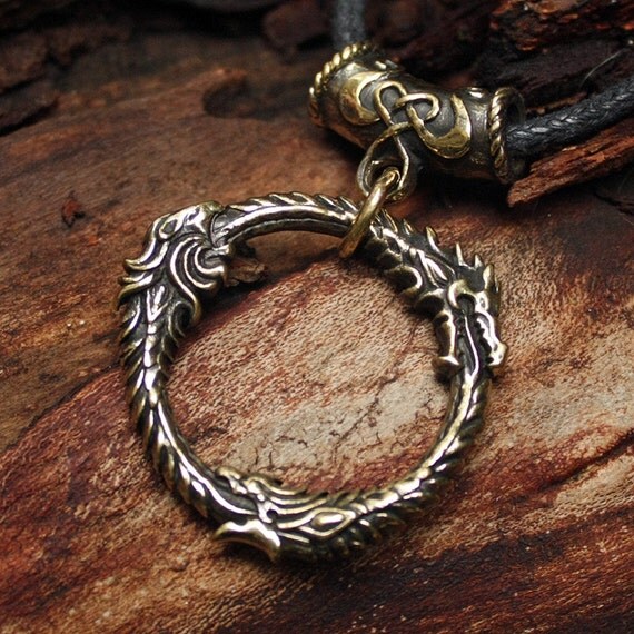 Bronze Ouroboros Gamer 3D Pendant Necklace