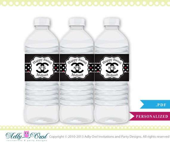 items similar to water bottle labels wrappers chanel inspired birthday