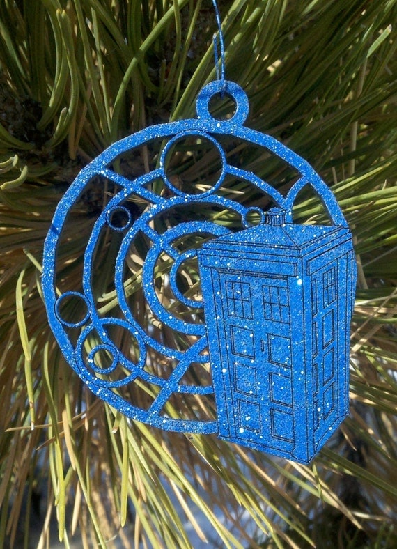 Tardis with Gallifreyan Christmas Ornament