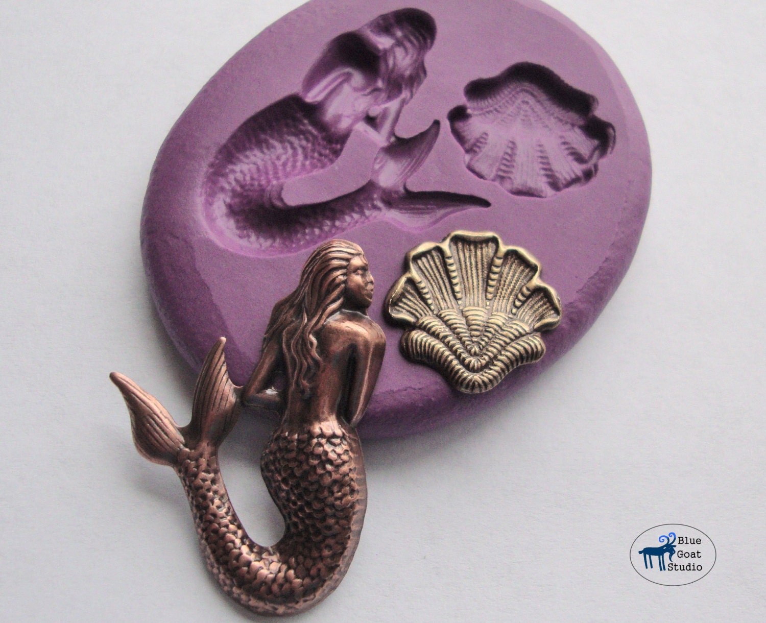 Clam Shell and Mermaid Duo Mold/Mould Silicone Mold