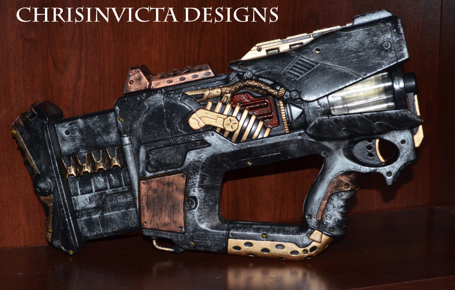SciFi Steampunk Spray painted 'nerf' gun by ChrisinvictaDesigns