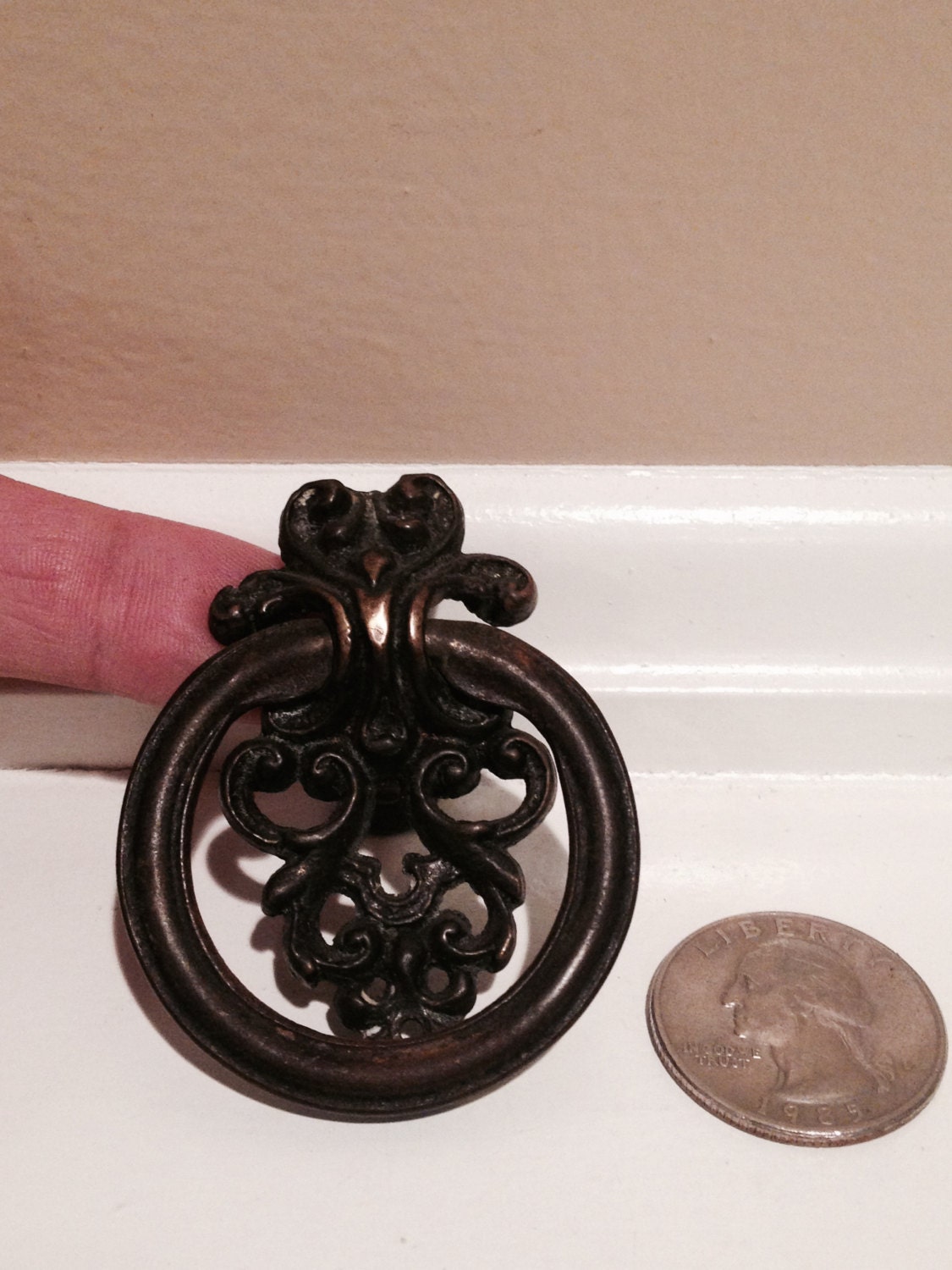rustic furniture hardware Ornate Drop Pull – Pull – Drawer Pull – Hardware – Shabby Chic
