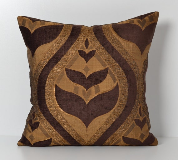 Brown Golden Geometric Couch Pillow Cover Shimmer pillow