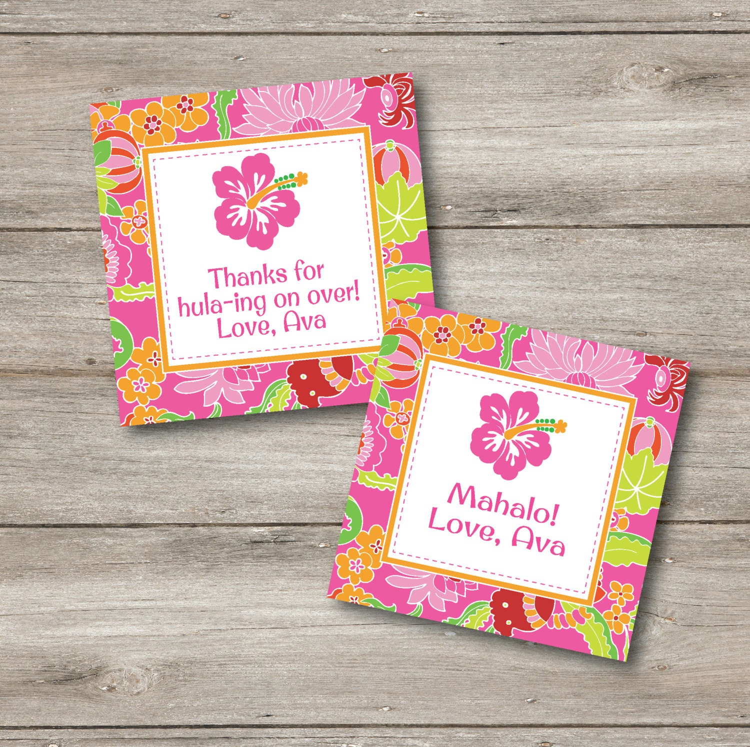 Hawaiian Luau Favor Tag with Editable Text DIY Luau Party