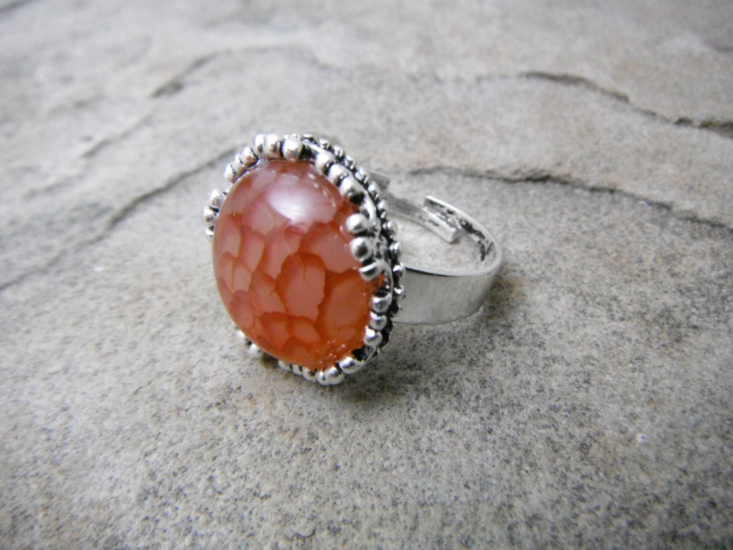 Orange Agate Ring Orange Cabochon Ring Orange Stone Ring