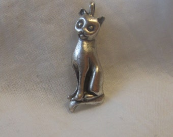 silver plated lead-free pewter cat charm or pendant