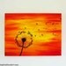 Dandelion Painting on 24x18 Large Canvas Painting - Sunset Paintings Silhouette Art - Red, Yellow, Orange Home Decor - Nature Decor Artwork