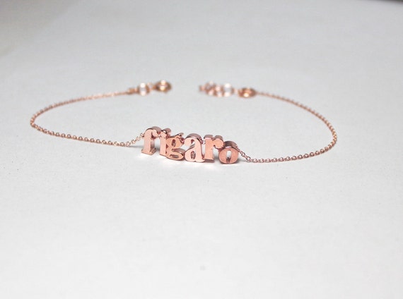 Gold  name Rose Lowercase rose gold Gold Rose    Bracelet bracelet Name etsy Letter,Personalised