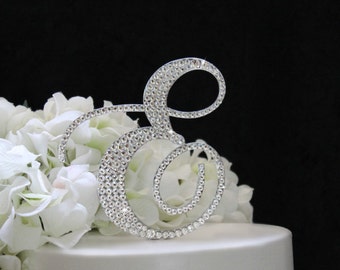 Wedding Cake Topper, Monogram Cake Topper, Rhinestone Cake topper in Swarovski, Initial Cake Topper, Letter Cake Topper, any letter A-Z.