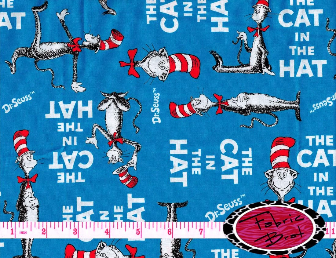 THE CAT in the HAT Fabric by the Yard Fat Quarter by FabricBrat