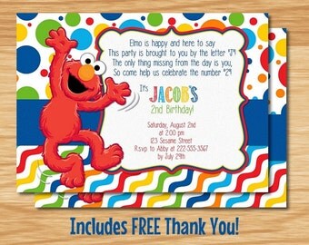 Custom Made Elmo Birthday Invitation, Elmo Birthday, Elmo Invitation, Elmo Birthday Invitation, Elmo Thank You