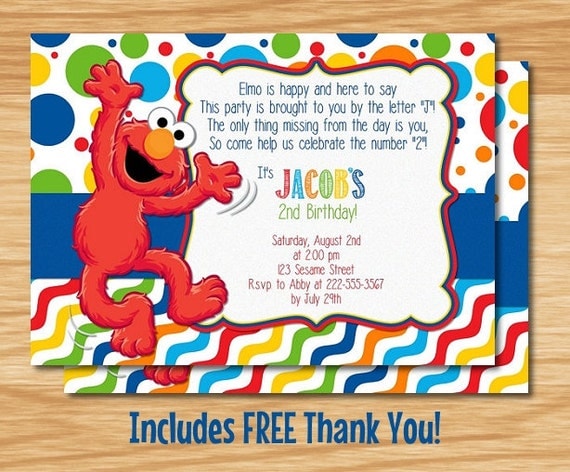 Elmo Birthday Party Invitations Personalized 1