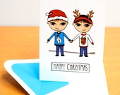 Christmas Card - Little Burb & Little Kevin Wearing Christmas Jumpers