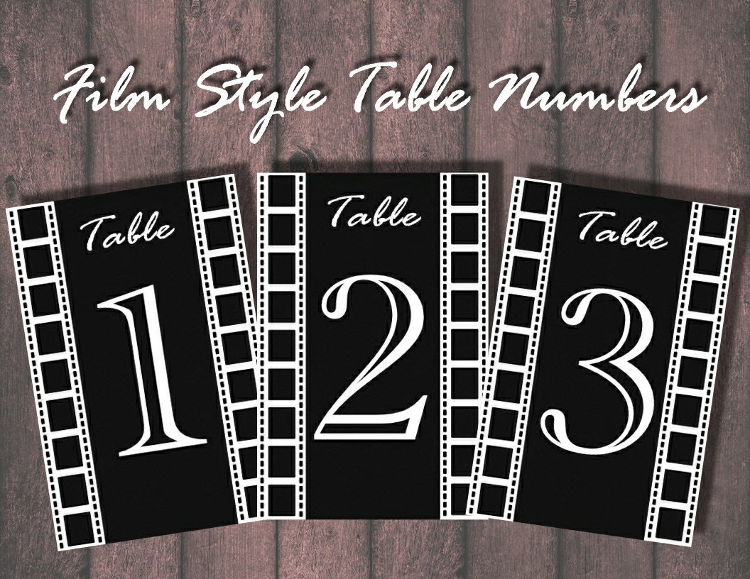 Movie/Theater Table Numbers Digital Download or Printed
