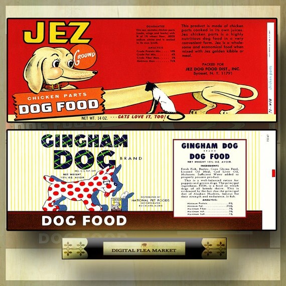 Printable Vintage Dog Food Can Labels Digital by DigitalFleaMarket
