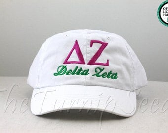 Delta Zeta Sorority Baseball Cap - Custom Color Hat and Embroidery.