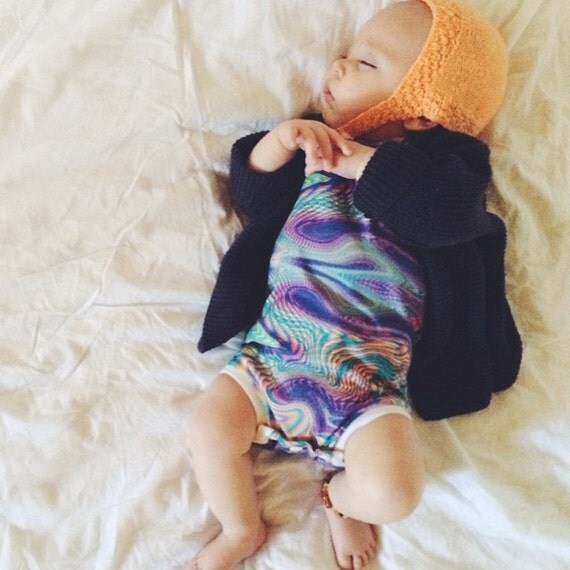 Holographic Print Baby Onesie / Hipster Baby Clothes by BabyTeith