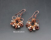 Copper Brass and Silver Wire Wrap Earrings Dainty Small Knots Metal Beaded Purification Cleansing Transformation Reflection