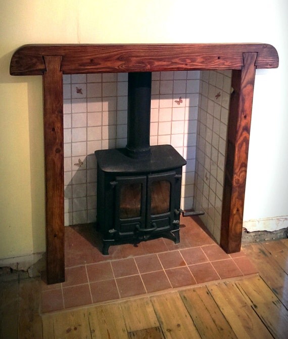 Handmade Rustic Fire Surround in Solid by MarcWoodJoinery on Etsy