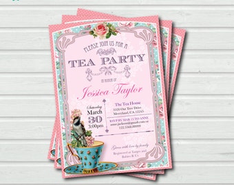 Bridal Tea Party Invitation. Shabby chic bridal shower, baby shower ...