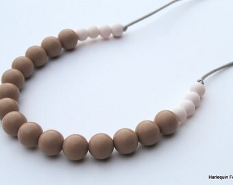 Silicone Teething Necklace / Silicone Nursing Necklace - Coffee & White