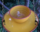 Bird feeder, Hanging Bird Feeder, Terra Cotta Bird feeder,  Southwestern Style, Sunset yellow, Garden Art, Wild Bird Feeder, Housewarming