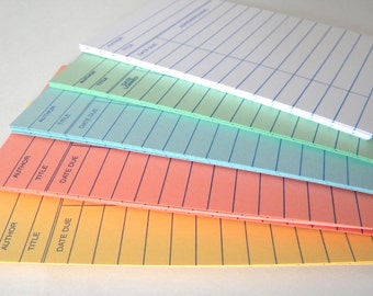 50 Library Book Cards, Library Cards, Blank Library Cards, Mixed Assortment, Gift for Bookworm, Gift for Book Lovers