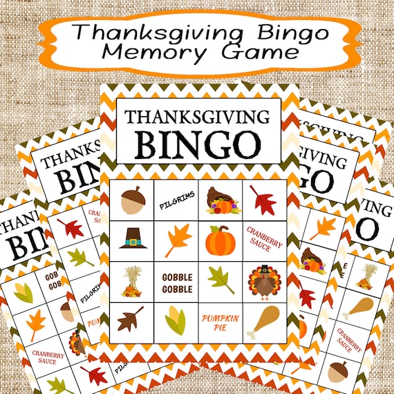 Items similar to Printable Thanksgiving Bingo & Memory Game - Instant ...