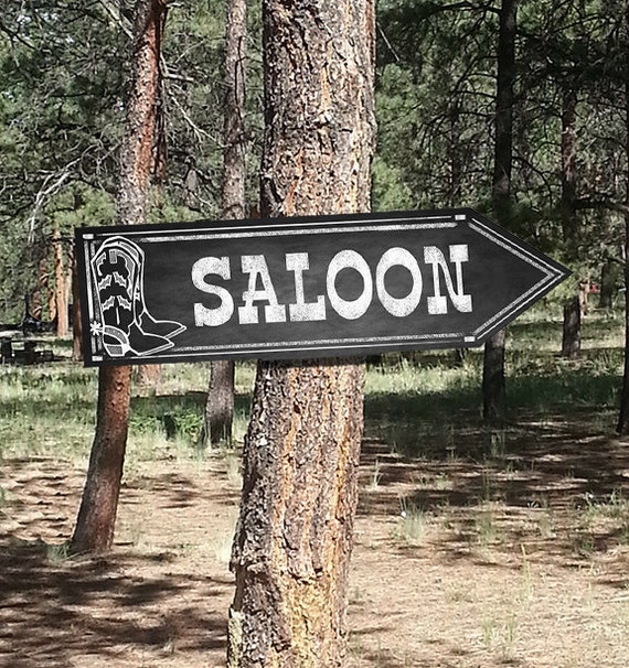 Western Themed SALOON DIRECTIONAL signs Chalkboard Style