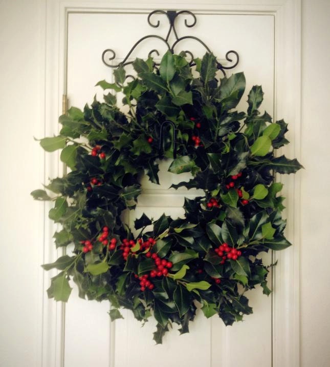 Handmade Preserved Holly Wreath 24" Diameter