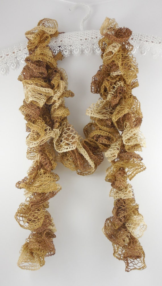 Golden Metallic Ruffle Scarf by 321Creations on Etsy