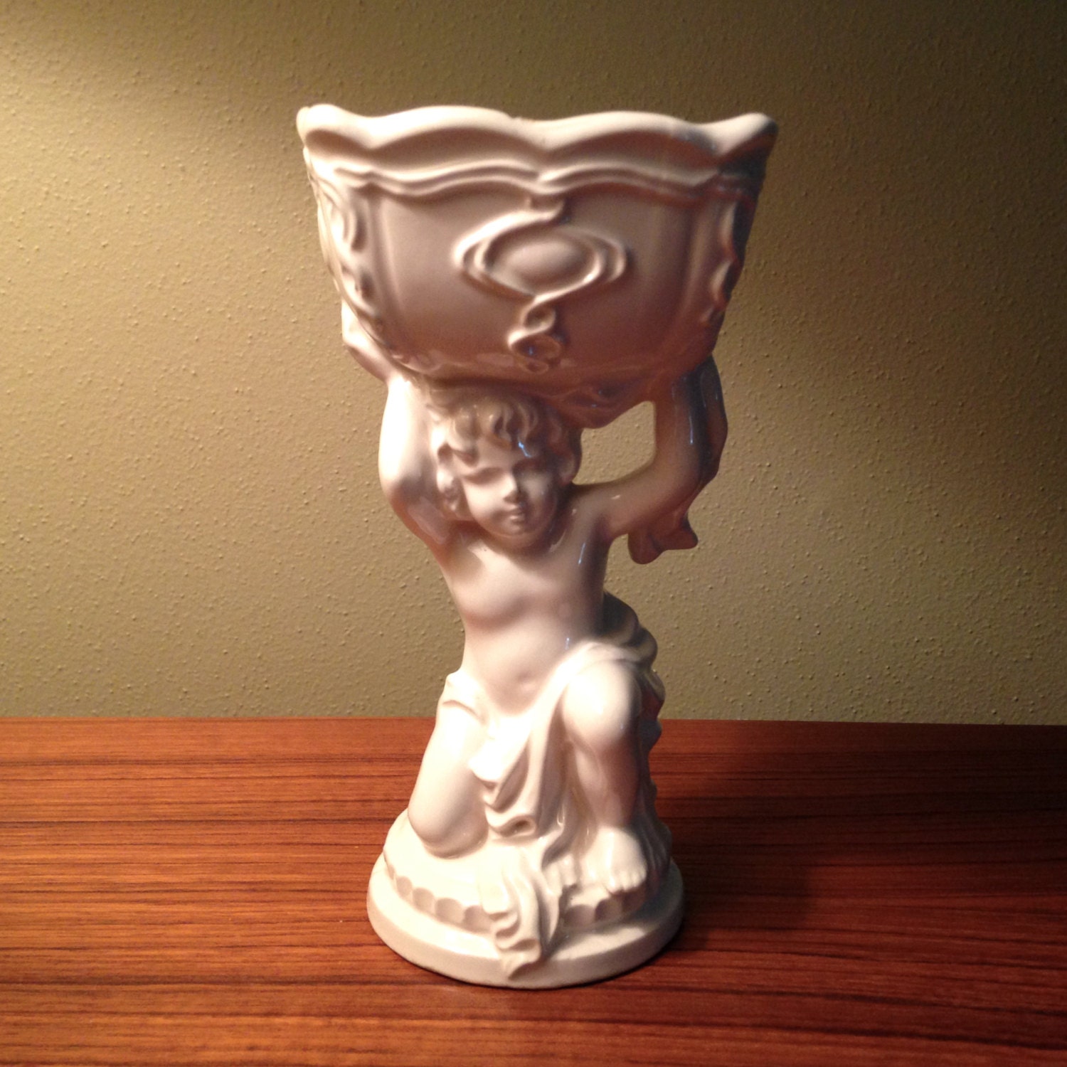 Vintage Relpo ceramic cherub vase figurine