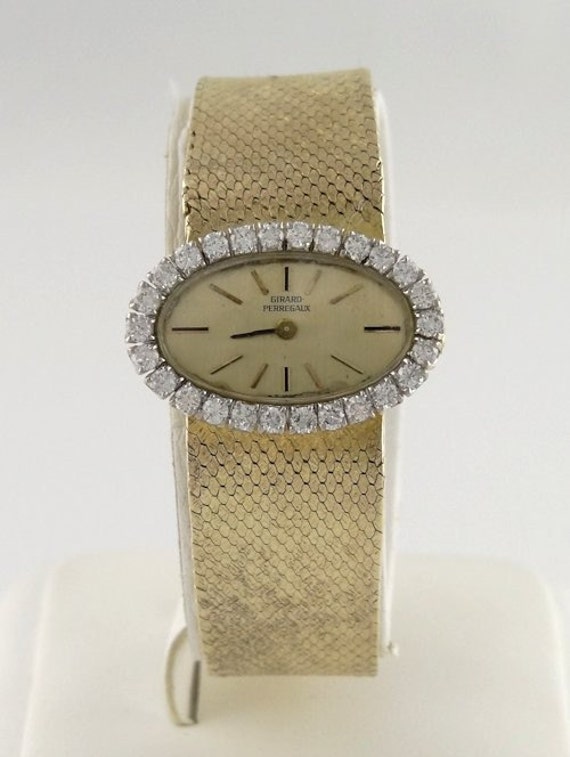 Ladies Vintage Girard Perregaux 18k Yellow Gold 1.00ct Diamond